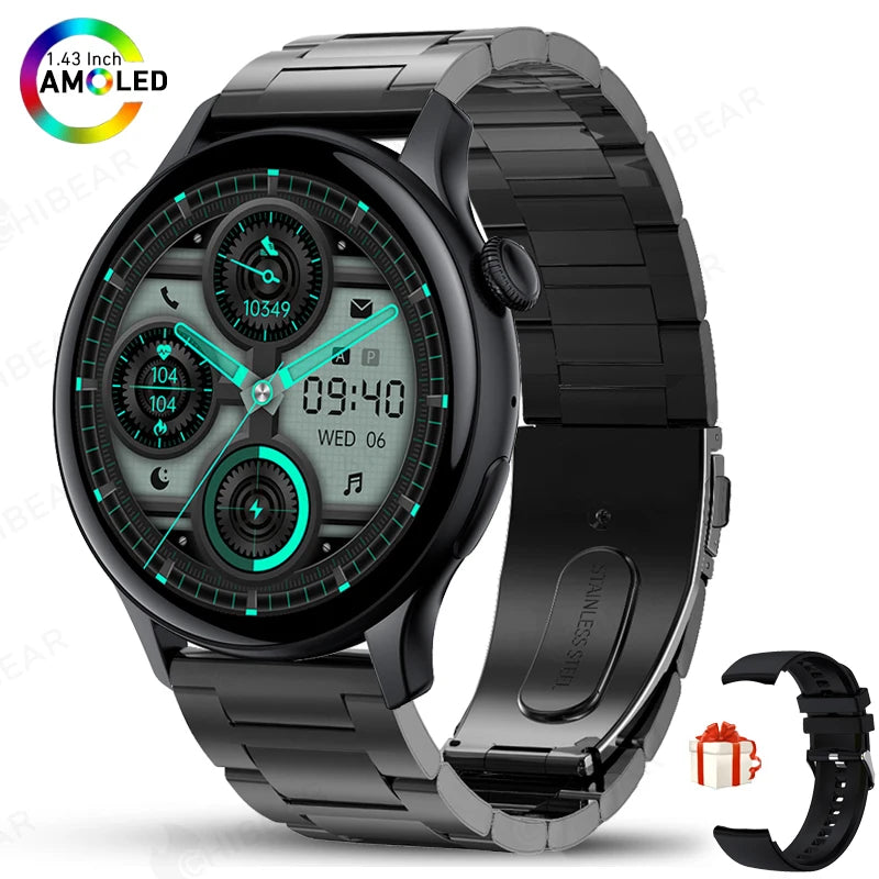 LunaWatch X™ Fashion AI – Montre Connectée AMOLED 1.43", NFC, GPS, IP68, Bracelet Acier, 9 Coloris