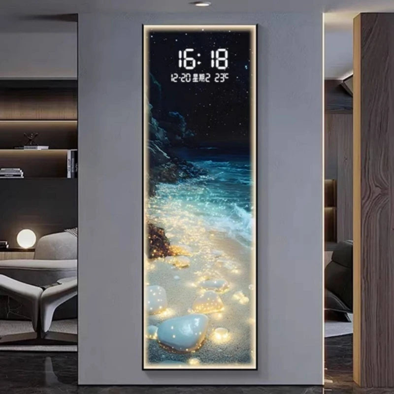 LumiCrystal™ Clock Wall – Applique Murale LED à Cristaux avec Horloge, Tactile & Dimmable, Style Moderne