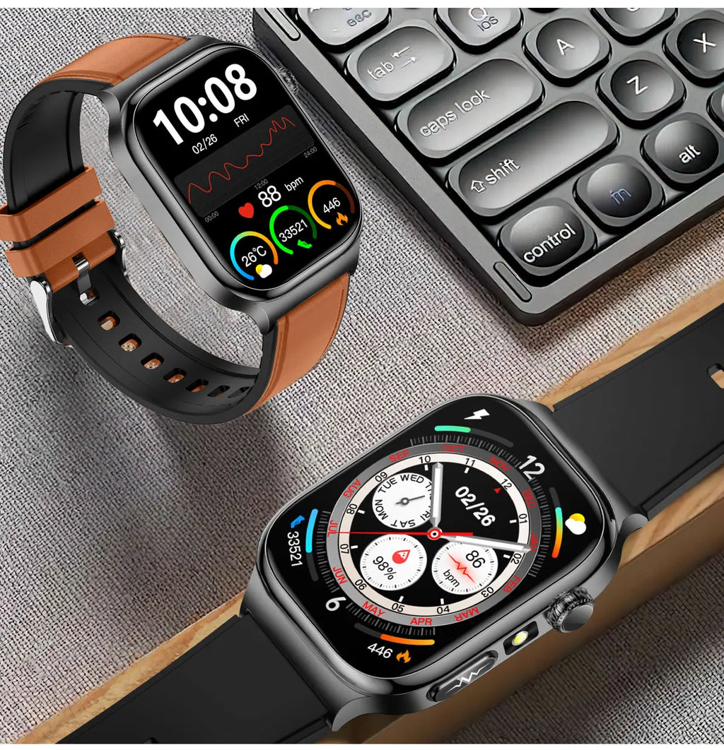 LunaWatch X™ Ultra Health – Montre Connectée AMOLED 2.04", ECG, Analyse Corporelle, Verre Saphir, IP68, 14 Bracelets