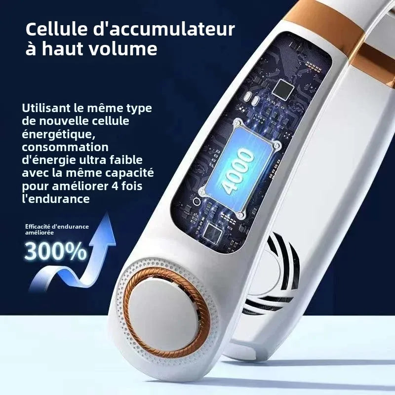 AeroChill X™ Ice – Ventilateur de Cou Sans Pales, 4 Plaques Refroidissantes, LED, 5 Vitesses, 4000mAh