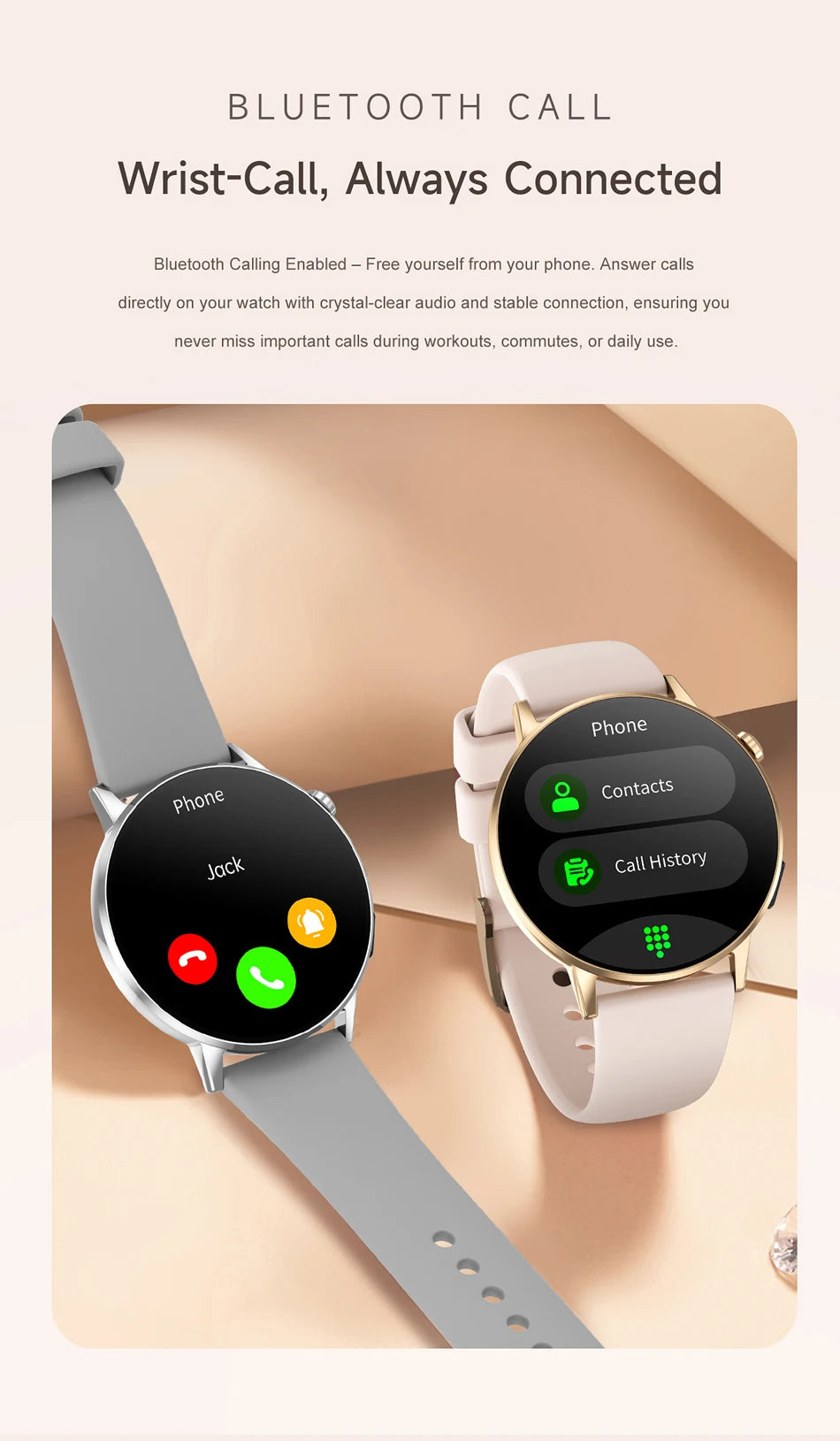 LunaWatch X™ Lady Slim AI – Montre Connectée Femme AMOLED 1.32", Appels BT, AI, Santé Féminine, 9 Bracelets