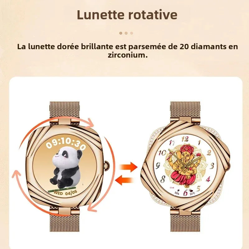 LunaWatch X™ Lady Slim – Montre Connectée Femme AMOLED 1.09", GPS, IP68, FC, SpO2, Appels BT
