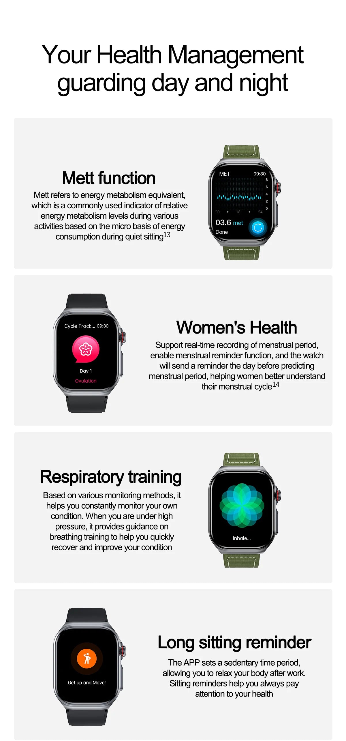 LunaWatch X™ Pro 2.04" – Montre Connectée AMOLED, ECG, NFC, Composition Corporelle, IP68, 7 Bracelets