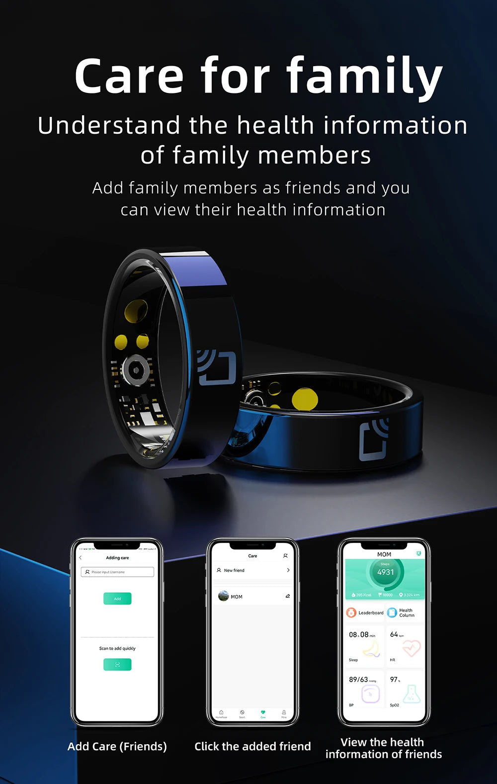 NovaRing X™ NFC Céramique – Bague Connectée NFC, FC, SpO2, 8 Sports, IP68 & 5ATM