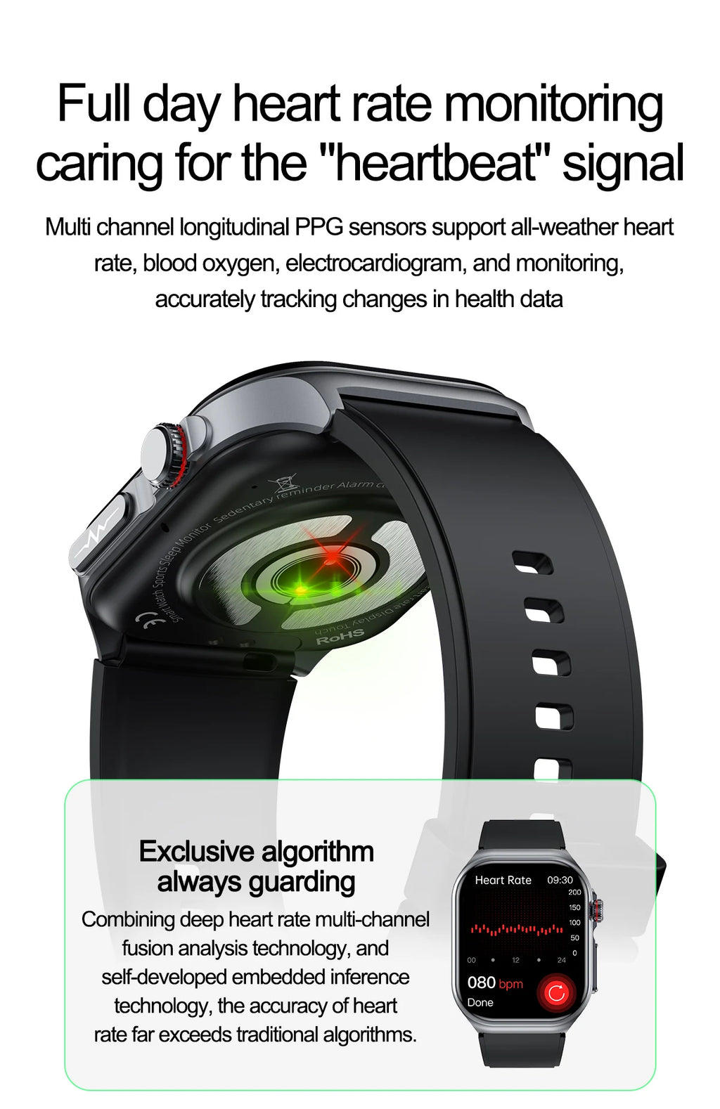 LunaWatch X™ Pro 2.04" – Montre Connectée AMOLED, ECG, NFC, Composition Corporelle, IP68, 7 Bracelets