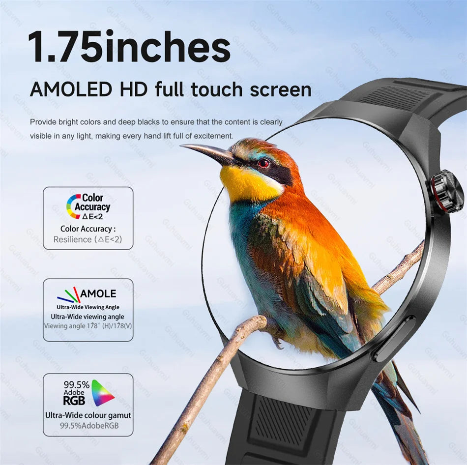 LunaWatch X™ Business Pro – Montre Connectée AMOLED 1.75", Boussole, Altimètre, Appels BT, 11 Bracelets