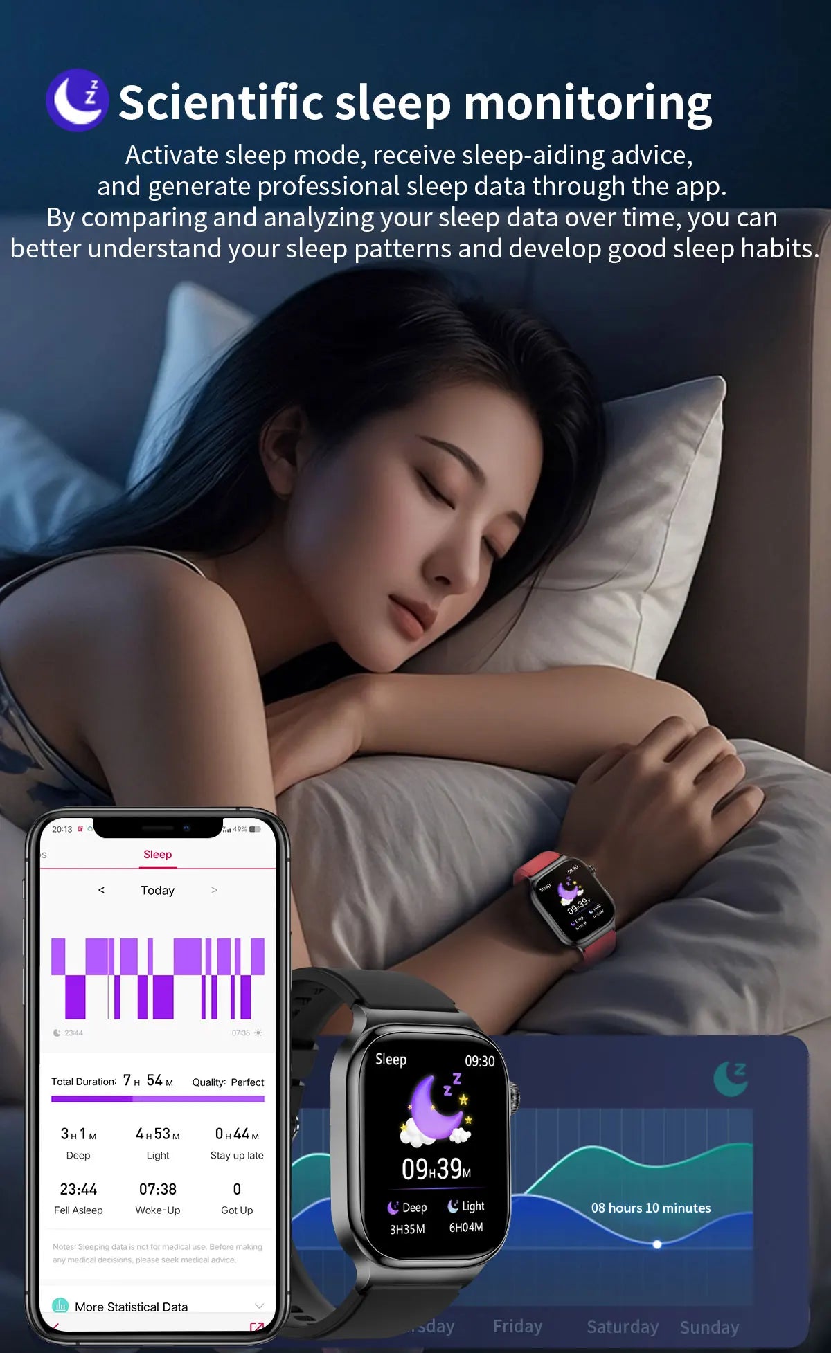 LunaWatch X™ Ultra Health Pro – Montre Connectée AMOLED 2.04", ECG, Saphir, IP68, 14-20 Jours, 13 Bracelets