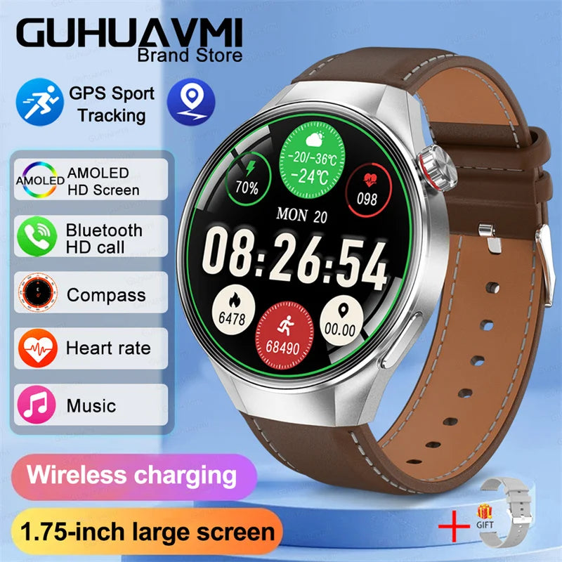 LunaWatch X™ Business Pro – Montre Connectée AMOLED 1.75", Boussole, Altimètre, Appels BT, 11 Bracelets
