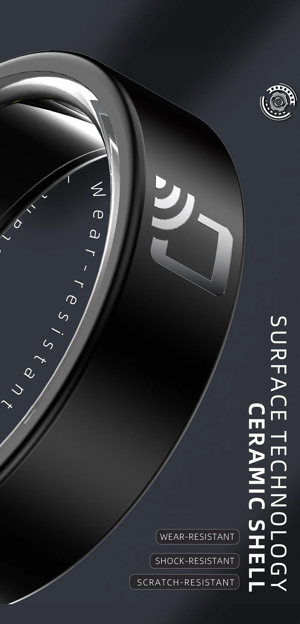 NovaRing X™ NFC Céramique – Bague Connectée NFC, FC, SpO2, 8 Sports, IP68 & 5ATM