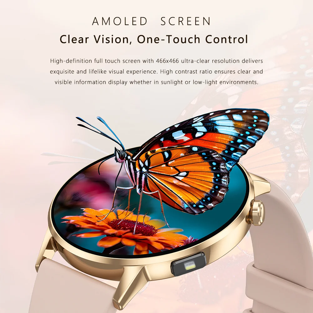 LunaWatch X™ Lady Slim AI – Montre Connectée Femme AMOLED 1.32", Appels BT, AI, Santé Féminine, 9 Bracelets