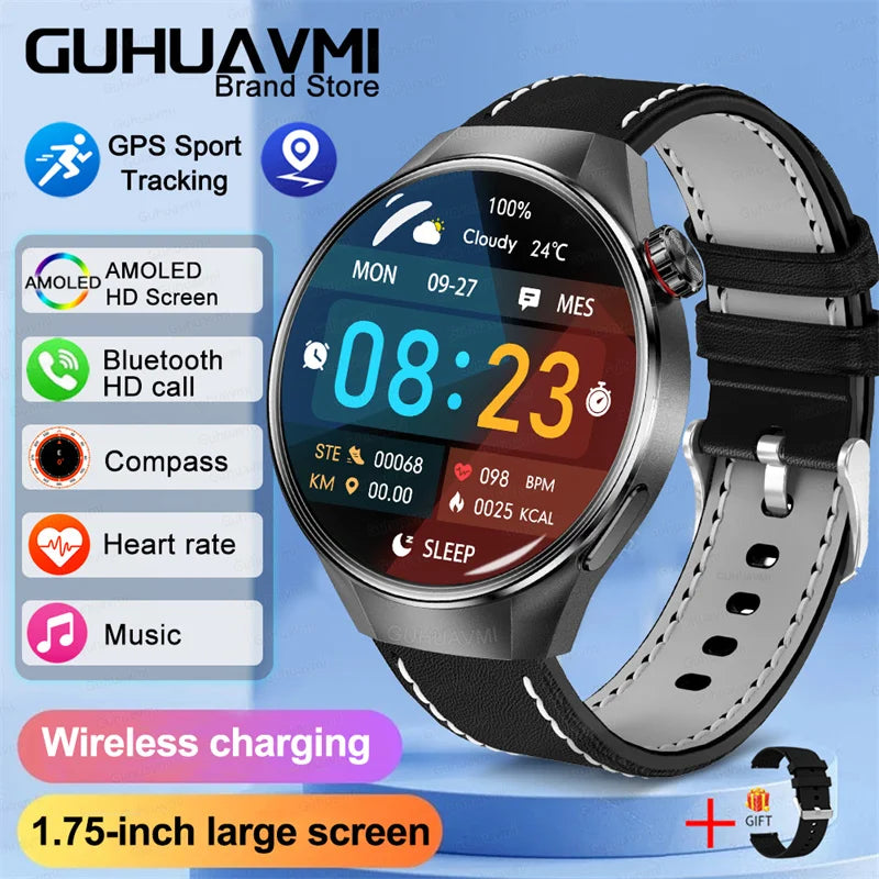 LunaWatch X™ Business Pro – Montre Connectée AMOLED 1.75", Boussole, Altimètre, Appels BT, 11 Bracelets