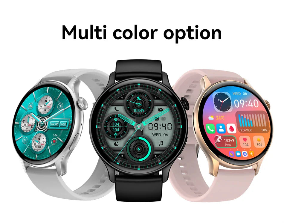 LunaWatch X™ Fashion AI – Montre Connectée AMOLED 1.43", NFC, GPS, IP68, Bracelet Acier, 9 Coloris