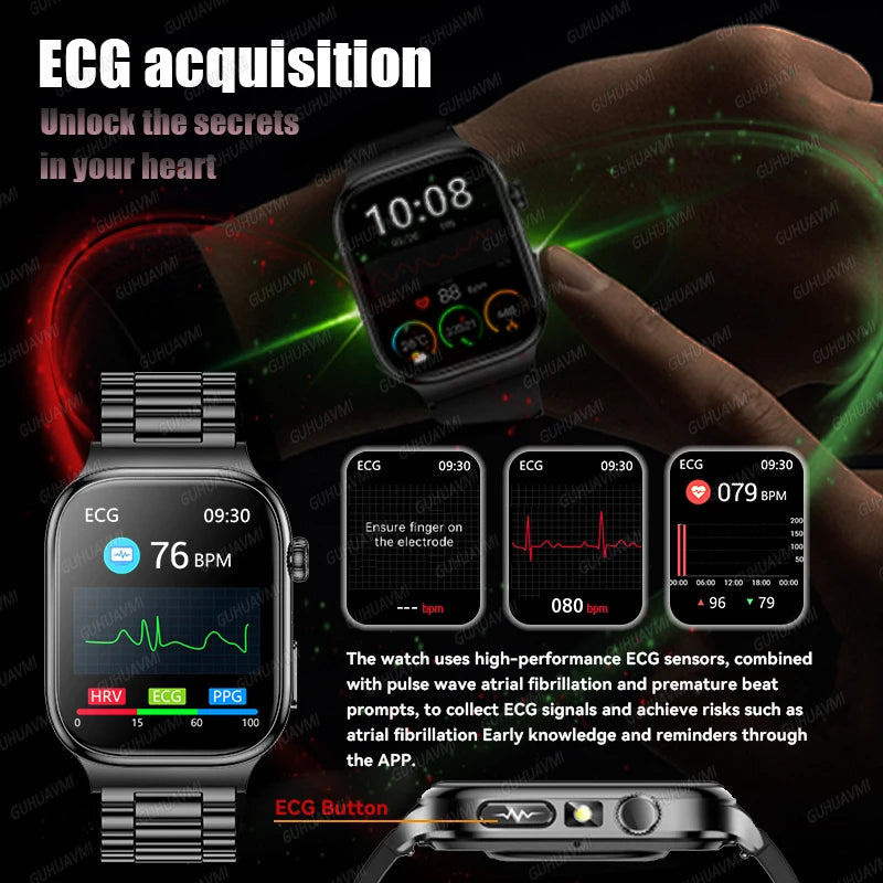 LunaWatch X™ Ultra Health Pro – Montre Connectée AMOLED 2.04", ECG, Saphir, IP68, 14-20 Jours, 13 Bracelets
