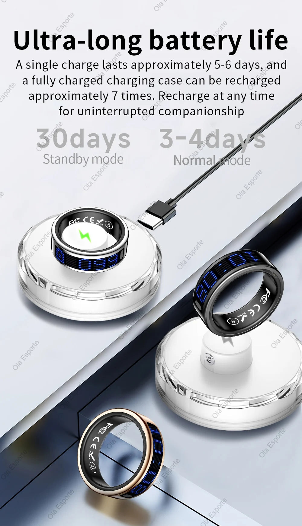 NovaRing X™ Display – Bague Connectée Écran Tactile, FC, Sommeil, 5ATM, Contrôle Caméra
