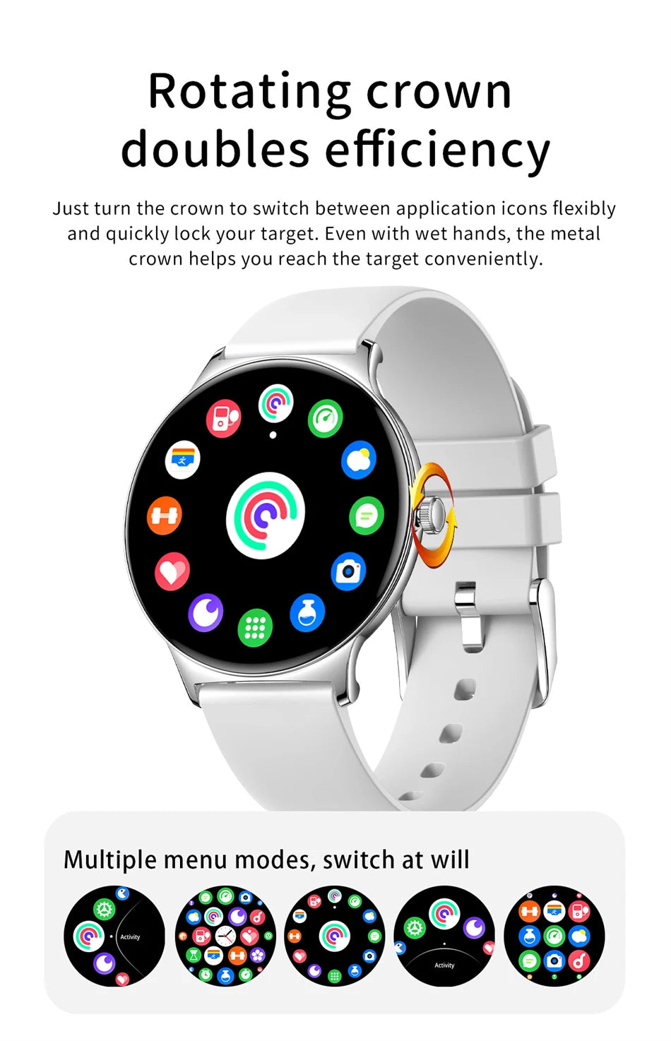 LunaWatch X™ Lady 466 – Montre Connectée Femme AMOLED 1.43", Always On, Appels BT, Santé Féminine, 9 Coloris