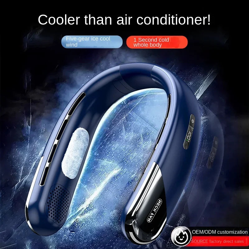 AeroChill X™ – Ventilateur de Cou Sans Pales, Batterie 10000mAh, 5 Vitesses, Silencieux