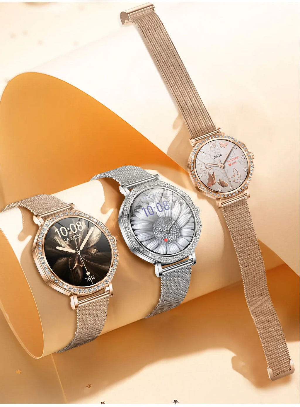 LunaWatch X™ ChatGPT – Montre Connectée Femme AMOLED 1.32", Cadran Diamant, IP68, ChatGPT, Appels BT