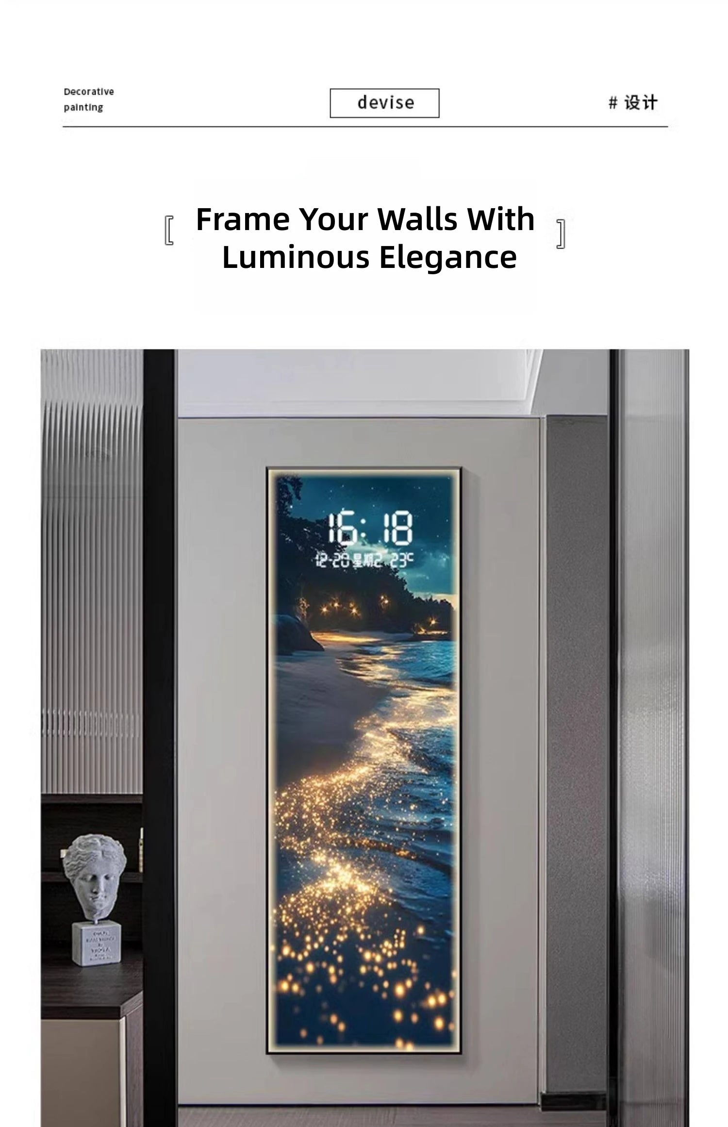 LumiCrystal™ Clock Wall – Applique Murale LED à Cristaux avec Horloge, Tactile & Dimmable, Style Moderne