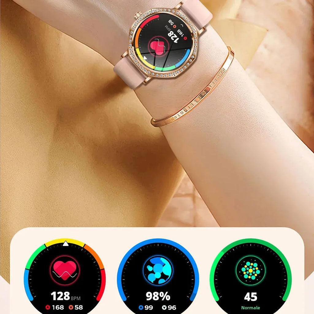 LunaWatch X™ ChatGPT – Montre Connectée Femme AMOLED 1.32", Cadran Diamant, IP68, ChatGPT, Appels BT