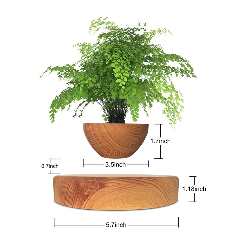 MagLev BonsaïPot™ Rotatif – Pot Bonsaï Flottant & Rotatif, Lévitation Magnétique, Décoration Maison