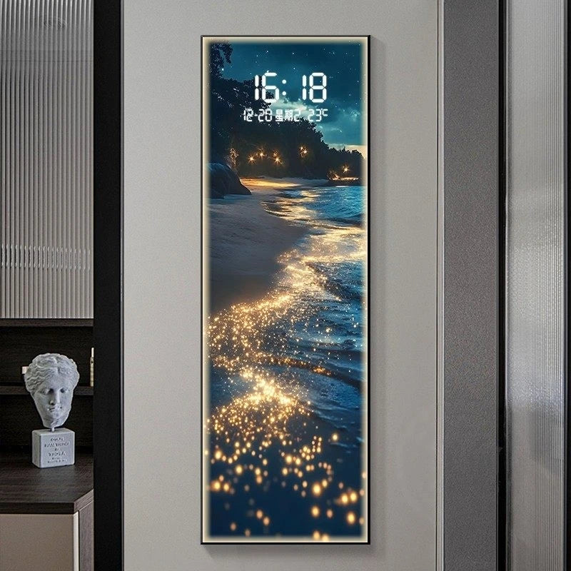 LumiCrystal™ Clock Wall – Applique Murale LED à Cristaux avec Horloge, Tactile & Dimmable, Style Moderne