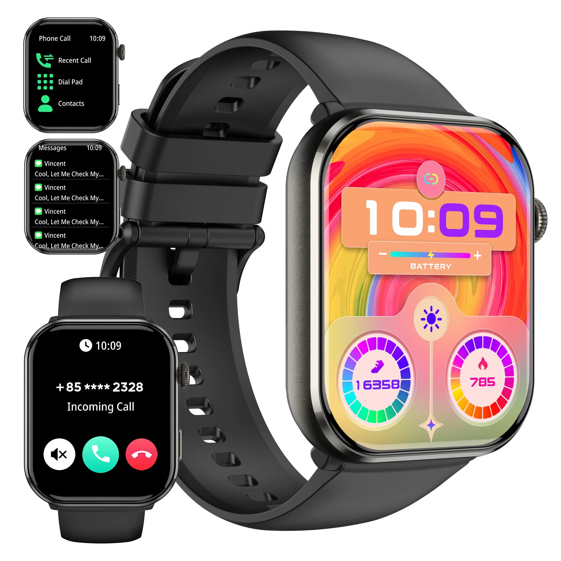 LunaWatch X™ Sport Elite – Montre Connectée AMOLED 1.96", 800mAh, Appels BT, SpO2, 3 Coloris