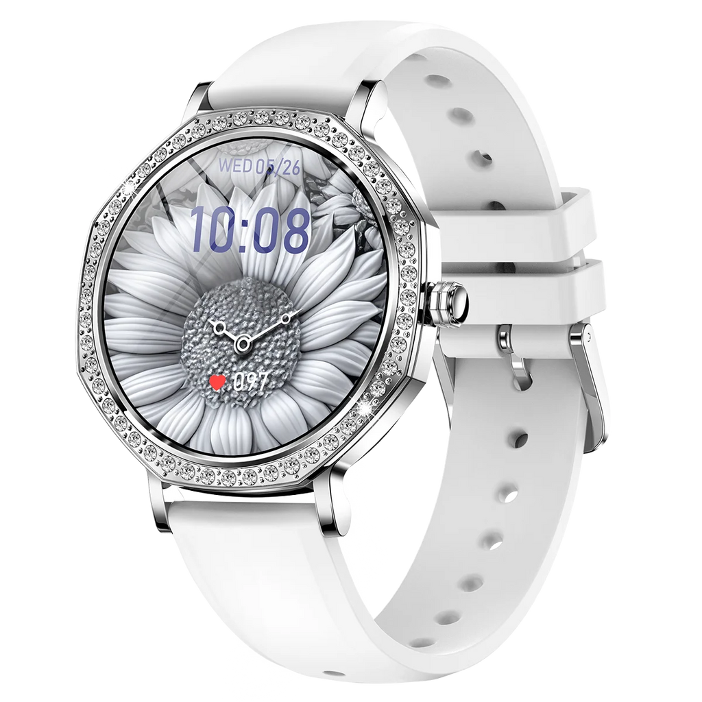 LunaWatch X™ ChatGPT – Montre Connectée Femme AMOLED 1.32", Cadran Diamant, IP68, ChatGPT, Appels BT