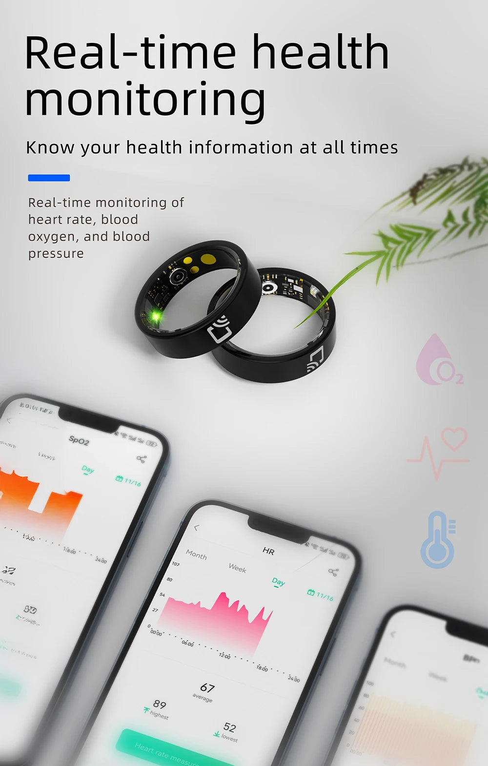 NovaRing X™ NFC Céramique – Bague Connectée NFC, FC, SpO2, 8 Sports, IP68 & 5ATM
