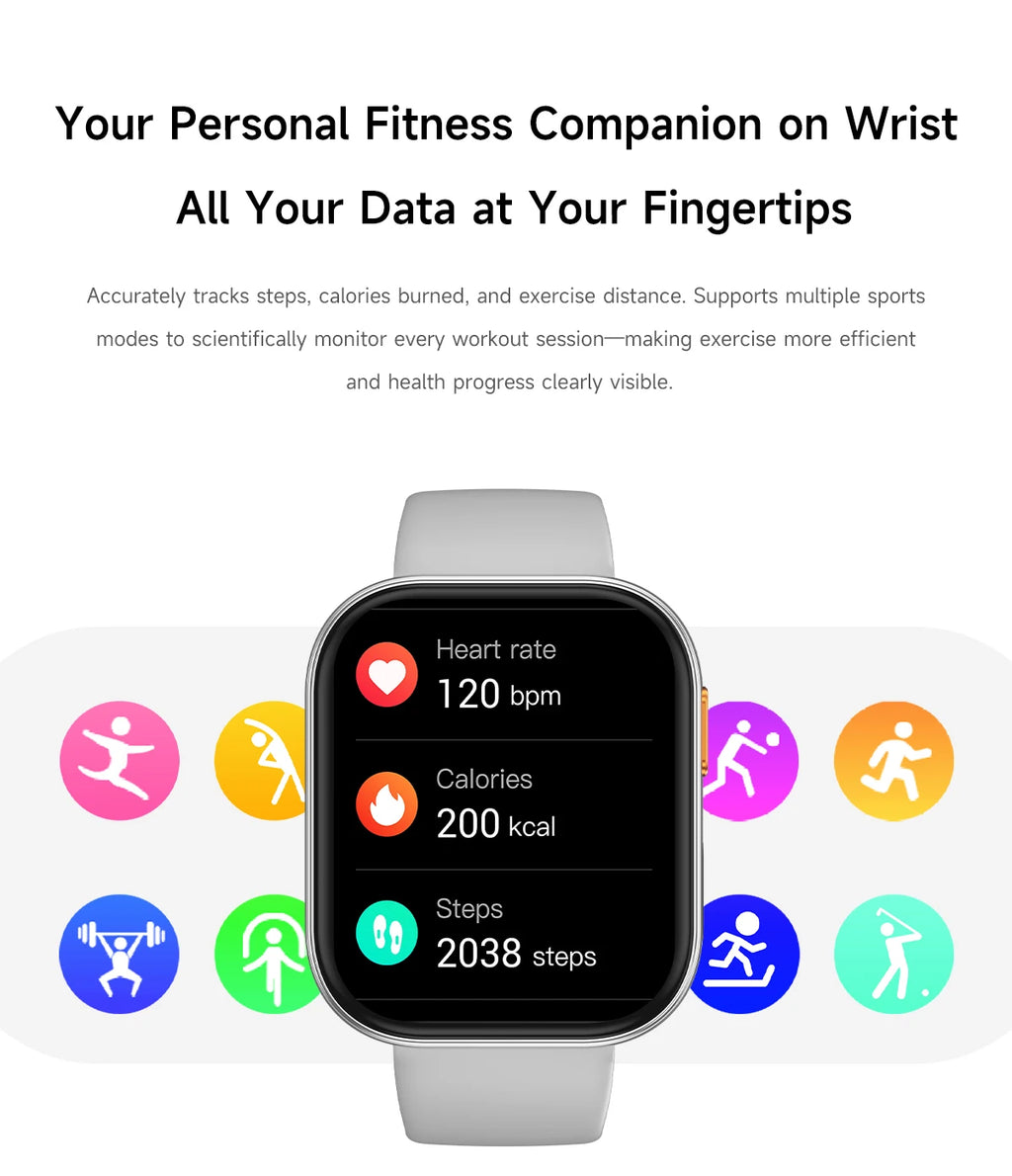 LunaWatch X™ Titan 2.04" – Montre Connectée AMOLED, 1000mAh, Always On, Alexa, IP68, 100+ Sports, 9 Bracelets
