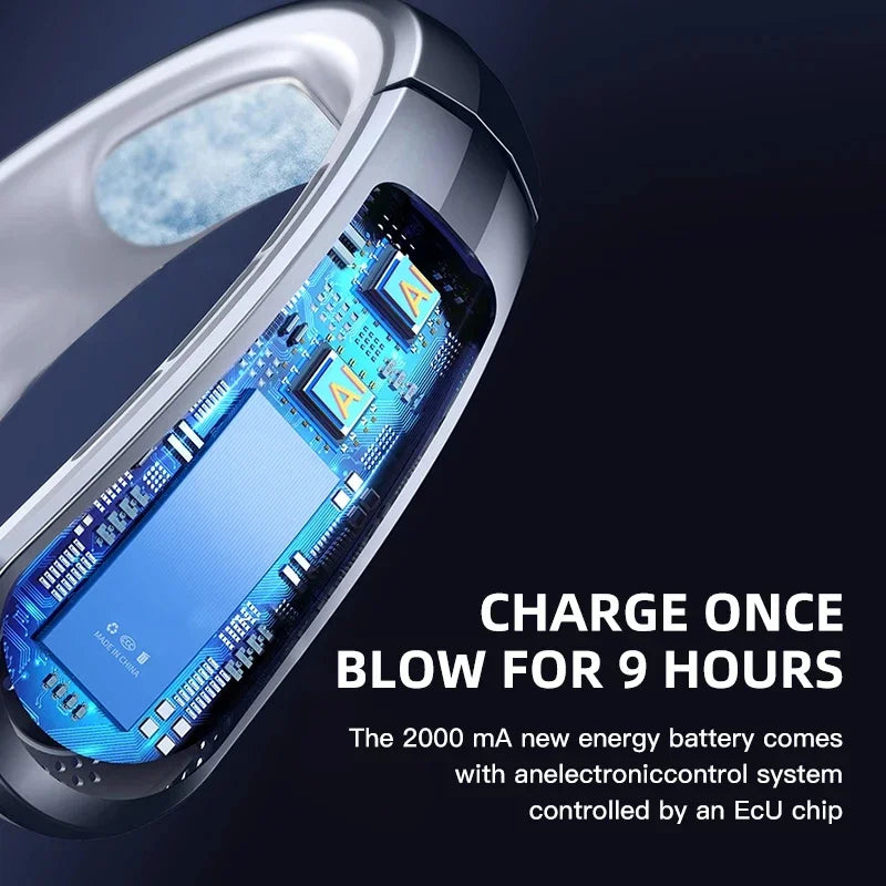 AeroChill X™ Elite – Ventilateur de Cou Sans Pales, 100 Vitesses, Écran LED, Batterie 8000mAh, 9h Autonomie