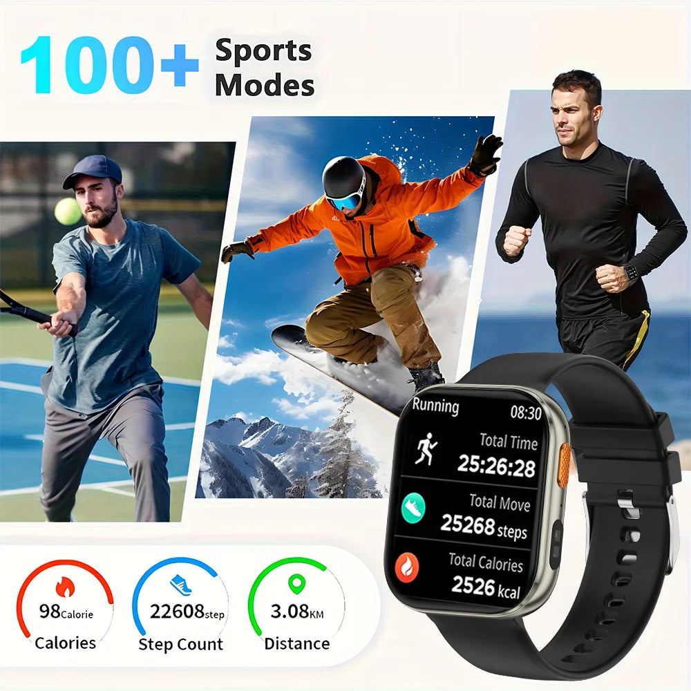 LunaWatch X™ Titan 2.04" – Montre Connectée AMOLED, 1000mAh, Always On, Alexa, IP68, 100+ Sports, 9 Bracelets